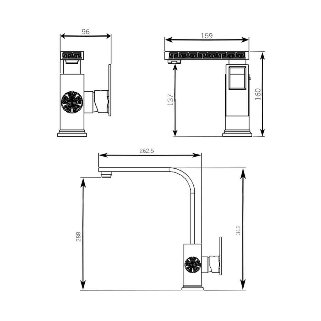 ست شیرآلات پیان طلایی مات - Image 3